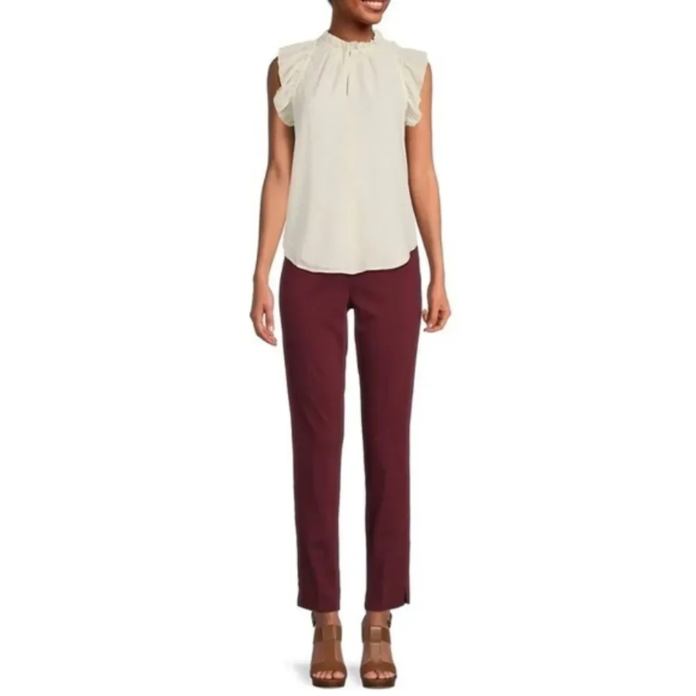 Michael Kors Lux Tech Stretch Flat Front Straight Leg Pant - Siz…